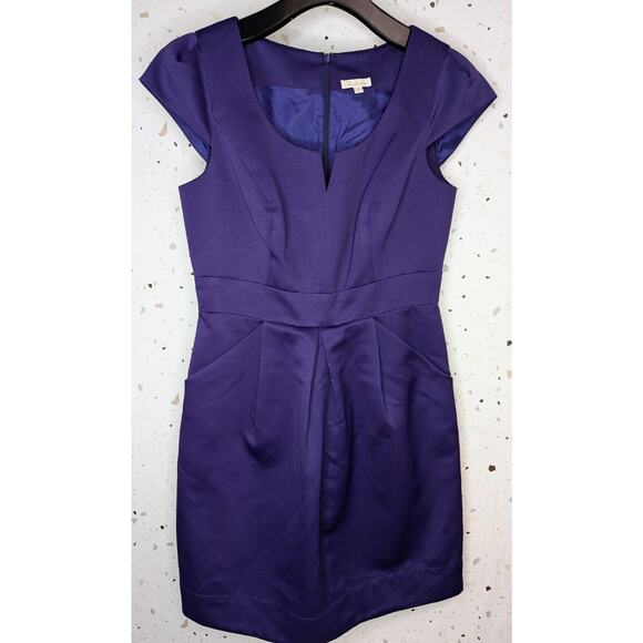 Shoshanna Royal Purple Sheath Dress Square Neck Pockets Size 8 EUC - Picture 6 of 7